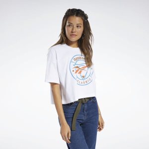 Crop Top Damskie Reebok Classic Trail Białe PL 45PXDLC